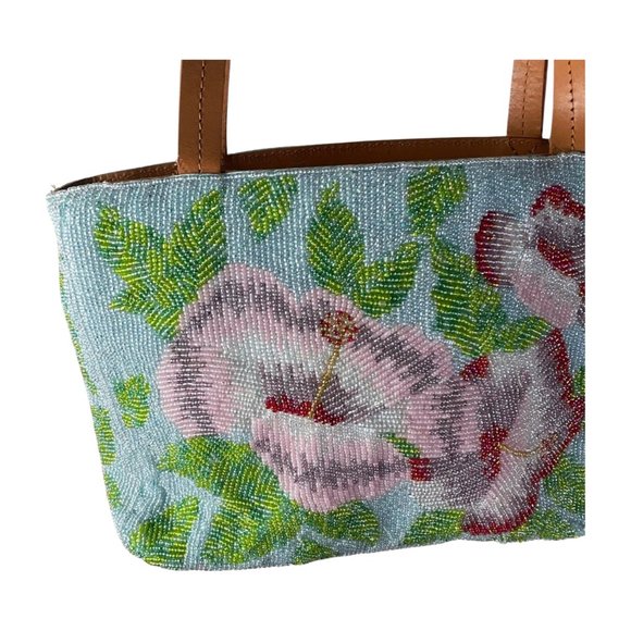 Tommy Bahama Hibiscus Beaded Tropical Purse Handbag MINT - Picture 6 of 7